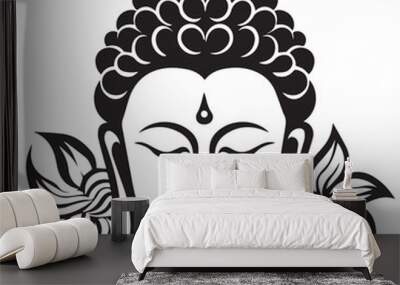 Buddha in cartoon, doodle style . Image for t shirt. Isolated 2d vector illustration in logo, icon, sketch style, Eps 10, black and white. AI Generative Wall mural