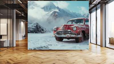 car in snow Wall mural