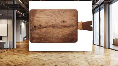 Cutting board. Old, vintage, wooden, chopping board isolated on white background. Wall mural