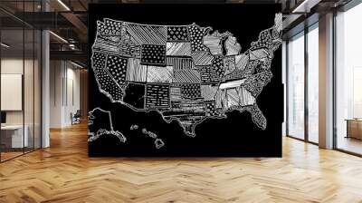 Drawing Map Of United States Of America Chalk USA Wall mural