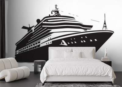 Elegant cruise ship in cartoon, doodle style . Image for t-shirt, web, mobile apps and ui. Isolated 2d vector illustration in logo, icon, sketch style, Eps 10, black and white. AI Generative Wall mural