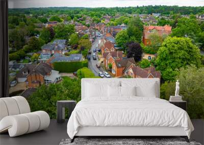 Aerial view of Brockenhurst, the largest village by population within the New Forest in Hampshire, England Wall mural