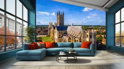 Aerial view of Canterbuty, cathedral city in southeast England, was a pilgrimage site in the Middle Age, England Wall mural