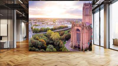 Aerial view of Liverpool Cathedral in the morning, UK Wall mural