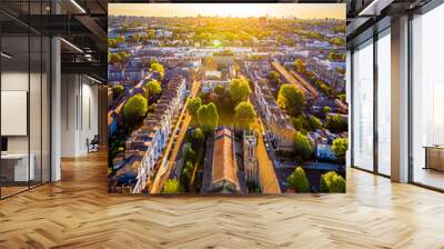 Aerial view of Notting Hill in the morning, London, UK Wall mural