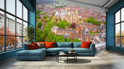 aerial view of york minster in cloudy day, england Wall mural