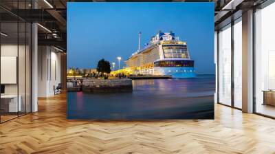 Cruise ship in Lisbon marina in Portugal Wall mural