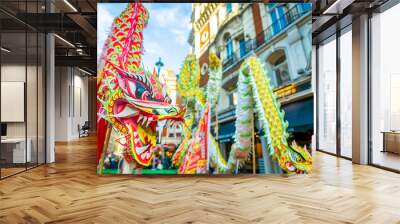 Dragon dance at chinese new year celebrations in London Wall mural