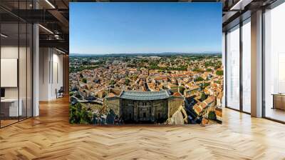 The aerial view of Orange, an old Roman city in the Vaucluse department in the Provence-Alpes-Côte d'Azur region in Southeastern France Wall mural