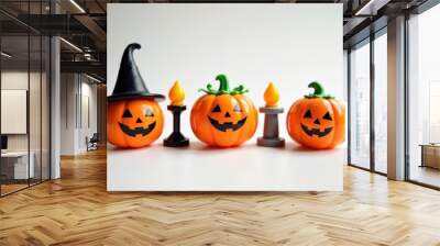 Halloween holiday toy pumpkins, toy caps, toy graves, toy candles, Wall mural