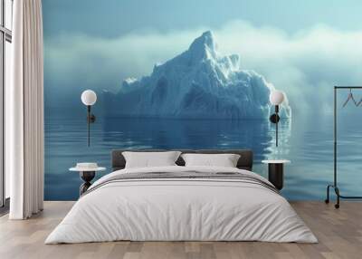 Floating iceberg in misty Antarctic waters, 4K hyperrealistic photo Wall mural