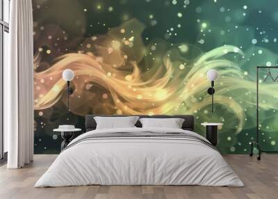 Fluid abstract shapes with vibrant colors and wavy lines. Digital abstract art Wall mural