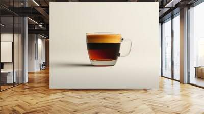 Freshly brewed ristretto in a cup on white background, 4K hyperrealistic photo Wall mural