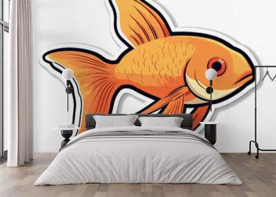 Goldfish in cartoon, doodle style. 2d vector illustration in logo, icon style.  Wall mural