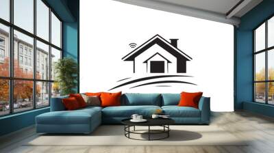 Home in cartoon, doodle style . Image for t-shirt, web, mobile apps and ui. Isolated 2d vector illustration in logo, icon, sketch style, Eps 10, black and white. AI Generative Wall mural