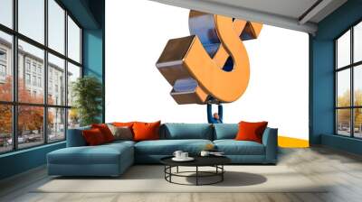 Businessman lifting up dollar sign. Business concept illustration Wall mural