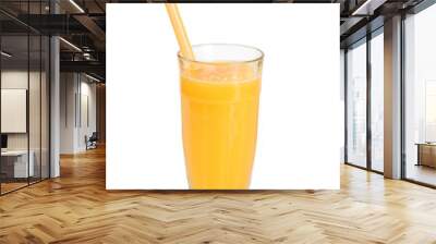 Glass of orange smoothie juice isolated on white Wall mural