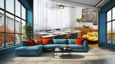 Interior dining room in a modern residential apartment Wall mural