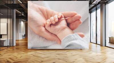 Close-up baby hand on mother's hands Wall mural