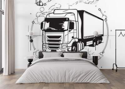 Logistics in cartoon, doodle style. Image for t shirt. Isolated 2d vector illustration in logo, icon, sketch style, Eps 10. AI Generative Wall mural