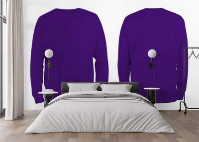 Men's indigo blank sweatshirt template,from two sides, natural shape on invisible mannequin, for your design mockup for print, isolated on white background.. Wall mural