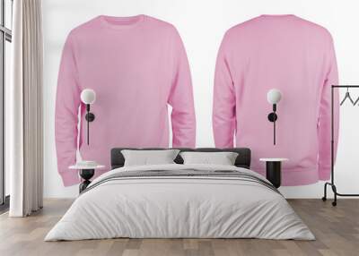 men's white blank sweatshirt template,from two sides, natural shape on invisible mannequin, for your Wall mural