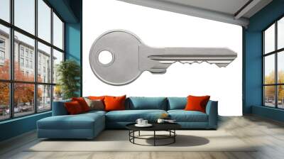 metal glossy apartment keys isolated on white background, flat key Wall mural