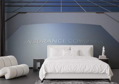 Abstract insurance company signage board. Modern office building. 3D rendering Wall mural