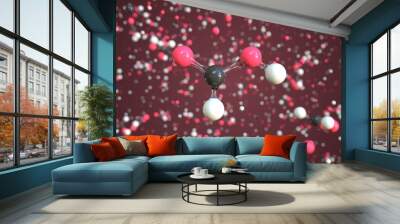 Formic acid molecule made with balls, conceptual molecular model. Chemical 3d rendering Wall mural