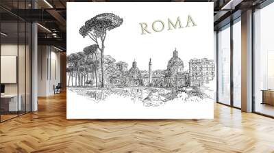 Illustration with view of Rome
 Wall mural