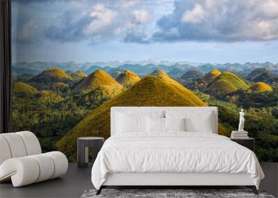 Famous Chocolate Hills aerial drone view, Bohol Island, Philippines Wall mural