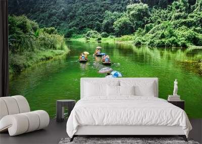 Trang An rowboat with beautiful view, Ninh Binh, Vietnam Wall mural