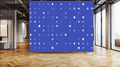 Seamless background pattern of evenly spaced white spirit ball symbols of different sizes and opacity. Vector illustration on indigo background with stars Wall mural