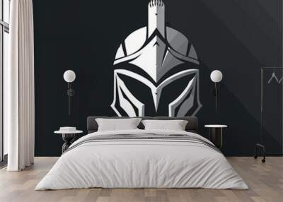 Spartan helmet in cartoon, doodle style . Image for t-shirt, web, mobile apps and ui. Isolated 2d vector illustration in logo, icon, sketch style, Eps 10, black and white. AI Generative Wall mural