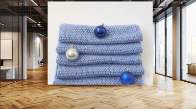 Close shot of cold weather winter handmade knitting clothes Wall mural