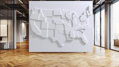 USA Empty 3d Geographic Map Abstract Levels Render Wall mural