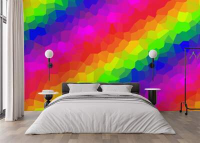 Vector illustration. Multi-colored polyhedrons. Geometric figures. Wall mural