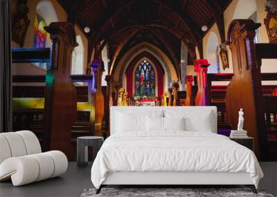 Catholic church with wedding decorations Wall mural