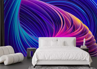 3D abstract colorful fluid design background. Trendy holographic gradient shapes. Liquid curve shape in motion. Fluid ultra violet shapes composition. 3D rendering. Wall mural