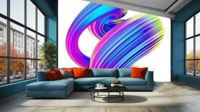 Fluid twisted shape design element with trendy holographic colors Wall mural