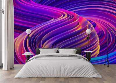 Liquid shapes abstract holographic 3D wavy background Wall mural