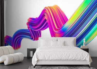 Neon holographic liquid wave shape for trendy Christmas design backgrounds and posters Wall mural