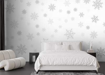 seamless pattern. christmas abstract background made of snowflakes on white. design postcards, poste Wall mural