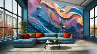 Abstract liquid art with shimmering effects, 4K hyperrealistic photo Wall mural