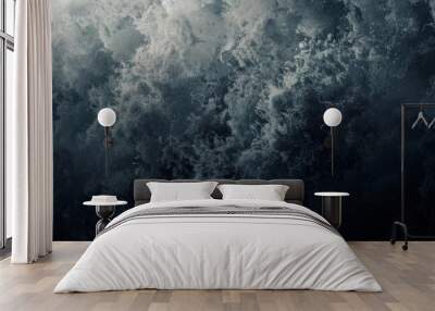 Dark grainy gradient with navy blue and charcoal, 4K hyperrealistic photo Wall mural