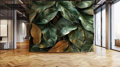 Layered 3D leaves with natural textures, 4K hyperrealistic photo Wall mural