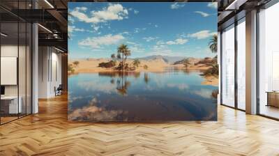 Mirage Mirage: Desert Oasis Illusion, 4K hyperrealistic photo Wall mural