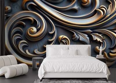 Ornate swirls and decorative elements, 4K hyperrealistic photo Wall mural