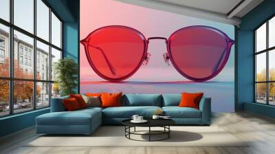 Pair of designer sunglasses on white background, 4K hyperrealistic photo Wall mural