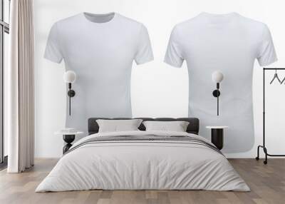 Front and back views of white t-shirt on white background Wall mural